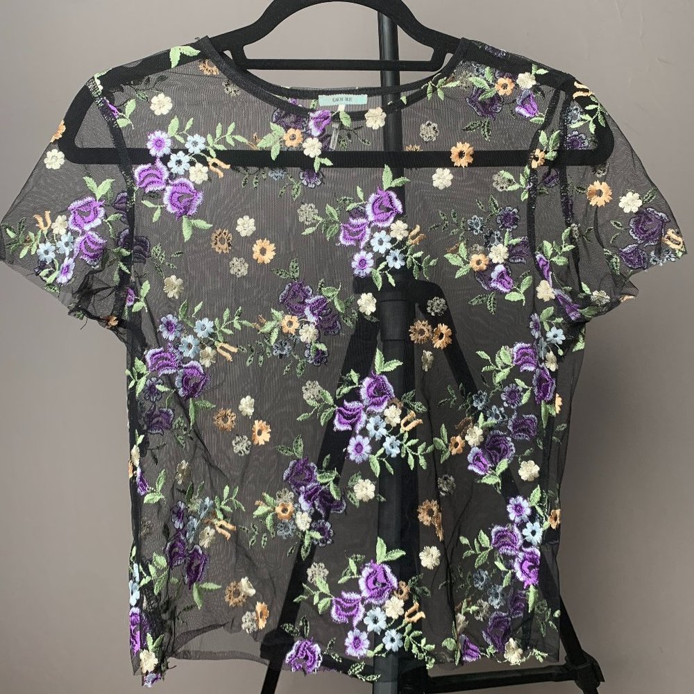 Kimchi Blue Mesh Embroidered Floral Top